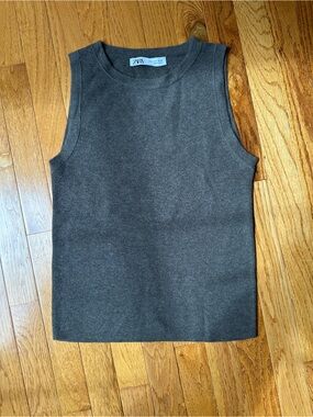 Zara Charcoal Gray Ribbed Knit